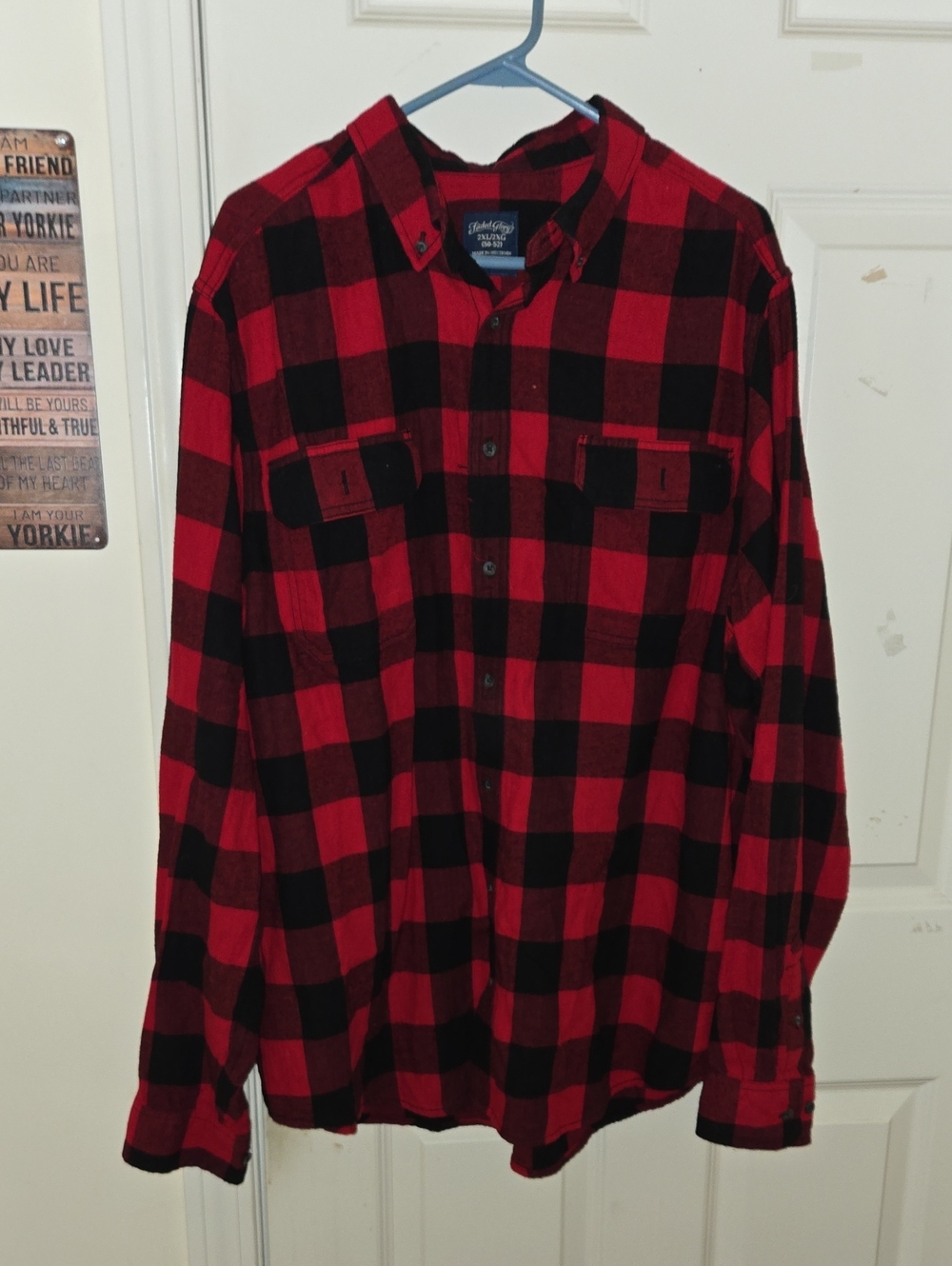 Faded Glory Red and Black Buffalo Plaid Button-Down Shirt
